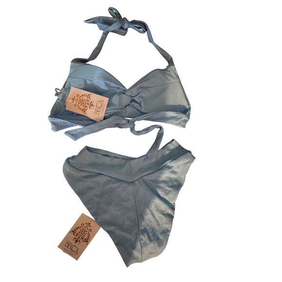 BECCA Twist Halter Bikini‎ Top  & Twist Hipster Bikini Bottom Size Medium - Picture 4 of 9